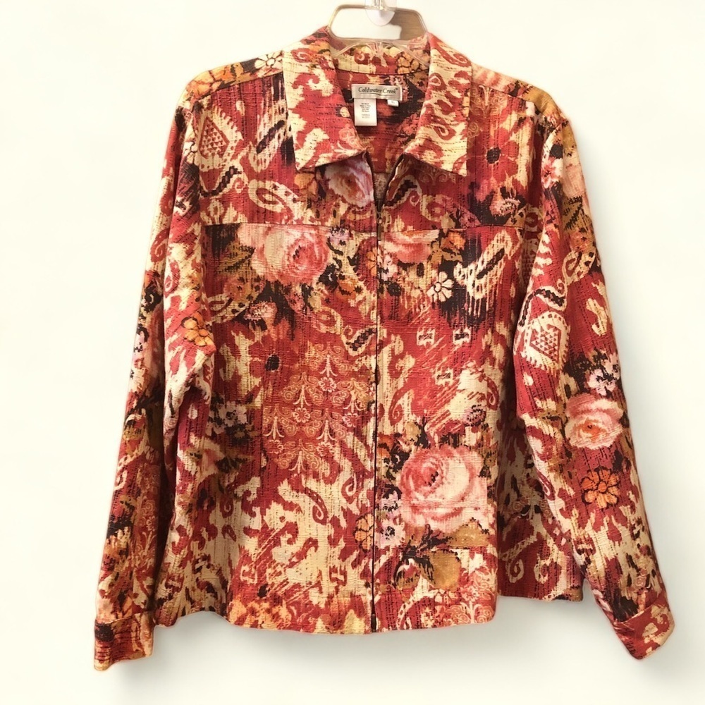 Coldwater Creek UTILITY Jacket Women's Size XL/ Multicolored Artsy Floral
